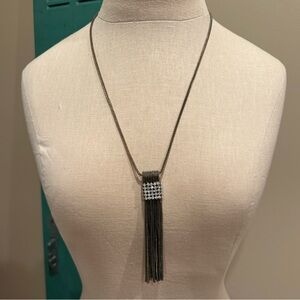 Antique Silver and Black Tassel Necklace